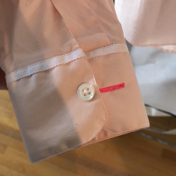 Pink Tartan blush pink button-down with white grosgrain trim - Picture 4 of 7